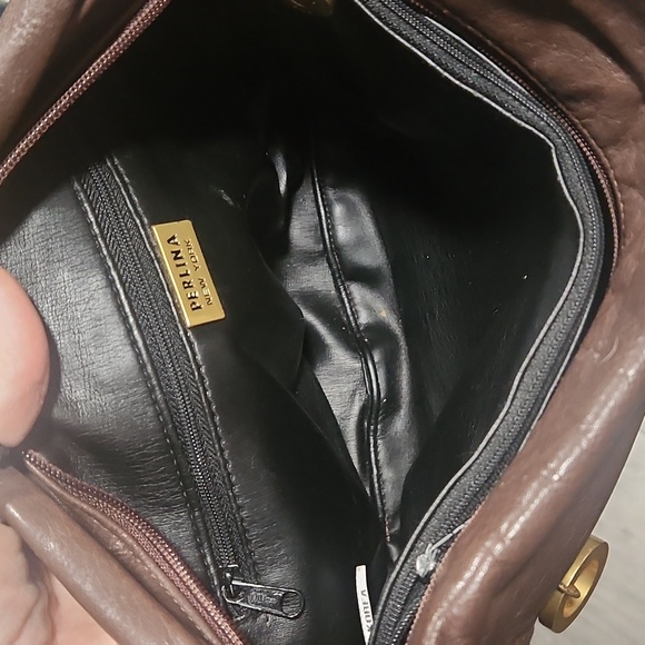 Vintage EUC Choc Brown Supple Perlina Leather Crossbody Bag - Picture 8 of 9